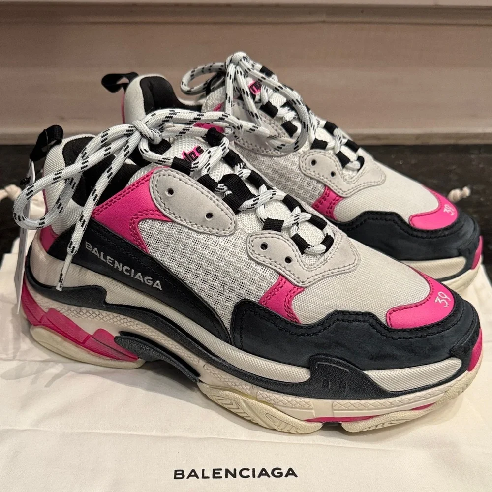 Balenciaga Women's Sneakers - Pink, Black, and White NEW - Picture 8 of 13